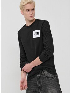 Bavlnené tričko s dlhým rukávom The North Face NF0A37FTJK31-JK31, čierna farba, jednofarebné