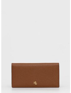 Kožená peňaženka Lauren Ralph Lauren dámska,hnedá farba,432802917010