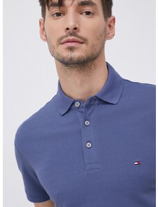 Polo tričko Tommy Hilfiger pánske,fialová farba,jednofarebné,MW0MW17771