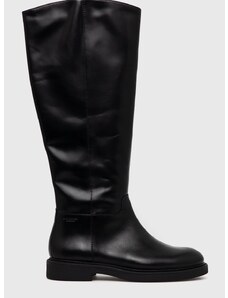 Kožené topánky Vagabond Shoemakers Alex W dámske, čierna farba, na plochom podpätku, jemne zateplené