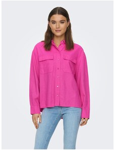 Dark pink Ladies Linen Shirt ONLY Caro - Ladies