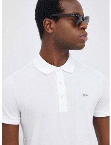 Bavlnené polo tričko Lacoste PH4014.-001, biela farba, jednofarebné