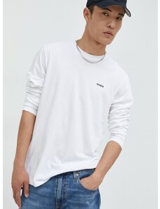 Tričko s dlhým rukávom HUGO pánske, biela farba, melanžové, 50466159