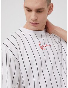 Bavlnené tričko Karl Kani biela farba, vzorované