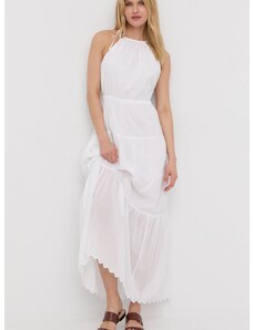 Bavlnené šaty MICHAEL Michael Kors biela farba, maxi, áčkový strih