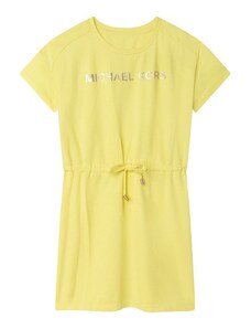 Dievčenské bavlnené šaty Michael Kors žltá farba, mini, áčkový strih