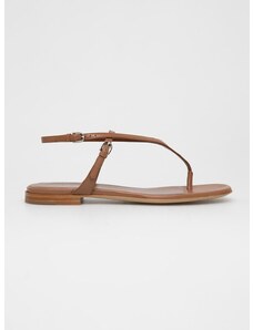 Kožené sandále Emporio Armani dámske, hnedá farba,