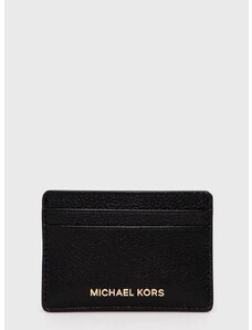 Kožené puzdro na karty MICHAEL Michael Kors dámsky, čierna farba