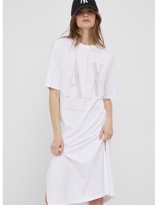 Šaty Armani Exchange biela farba, midi, rovný strih, 8NYAHX YJ8XZ NOS