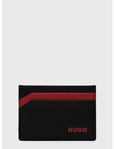 Kožené puzdro na karty HUGO pánsky, čierna farba, 50470746