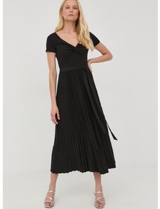 Šaty Guess čierna farba, midi, áčkový strih