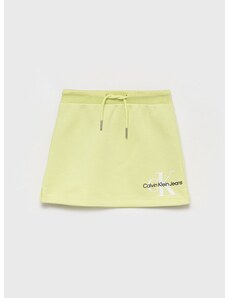 Dievčenská sukňa Calvin Klein Jeans zelená farba, mini, rovný strih