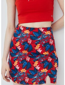 Sukňa Tommy Jeans červená farba, mini, áčkový strih