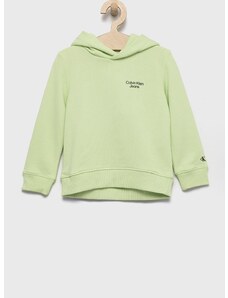 Detská mikina Calvin Klein Jeans zelená farba, melanžová