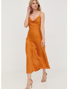 Šaty Guess oranžová farba, maxi, rovný strih