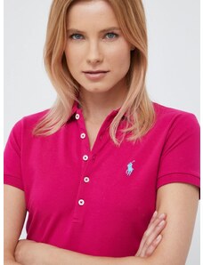 Polo tričko Polo Ralph Lauren dámsky, ružová farba, s golierom, 211870245034