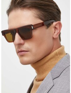 Slnečné okuliare Saint Laurent pánske, hnedá farba