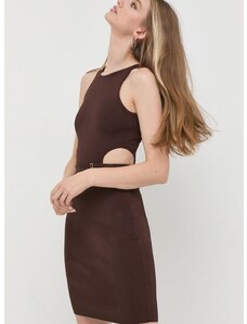 Šaty Guess hnedá farba, mini, priliehavá