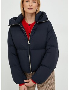 Páperová bunda Tommy Hilfiger dámska, tmavomodrá farba, zimná