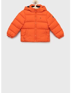 Detská páperová obojstranná bunda Tommy Hilfiger oranžová farba