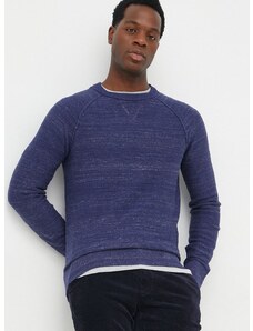 Bavlnený sveter GAP pánsky, tmavomodrá farba, tenký,