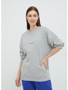 Pyžamové tričko s dlhým rukávom Calvin Klein Underwear dámska, šedá farba, s nášivkou