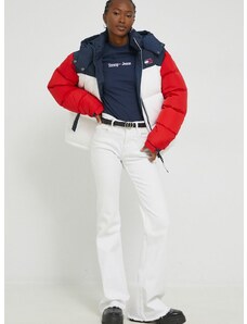 Páperová bunda Tommy Jeans dámska, červená farba, zimná,