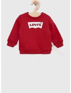 Detská bavlnená mikina Levi's červená farba, s potlačou