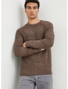 Bavlnený sveter GAP pánsky, hnedá farba, tenký,