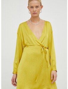 Šaty American Vintage žltá farba, mini, rovný strih