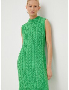 Vlnené šaty Samsoe Samsoe zelená farba, mini, rovný strih