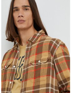 Košeľa Levi's pánska, béžová farba, voľný strih, s klasickým golierom
