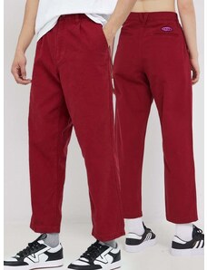 Bavlnené nohavice Vans dámske, červená farba, strih chinos, vysoký pás
