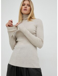 Vlnený sveter By Malene Birger Reyne dámsky, béžová farba, tenký, s rolákom