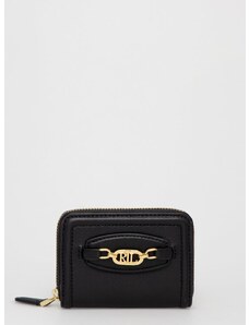 Kožená peňaženka Lauren Ralph Lauren dámsky, čierna farba