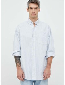 Bavlnená košeľa Polo Ralph Lauren pánska, biela farba, voľný strih, s golierom button-down