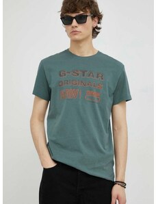 Bavlnené tričko G-Star Raw šedá farba, s potlačou