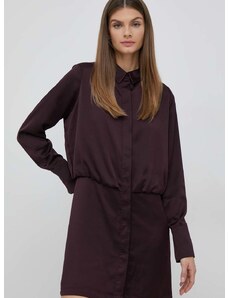 Šaty Dkny fialová farba, mini, rovný strih