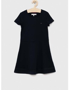Dievčenské šaty Tommy Hilfiger tmavomodrá farba, midi, áčkový strih