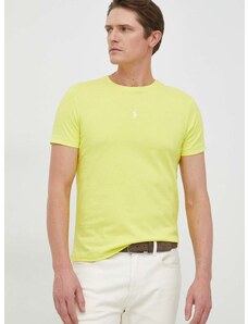 Bavlnené tričko Polo Ralph Lauren žltá farba, jednofarebné