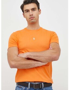 Bavlnené tričko Polo Ralph Lauren oranžová farba, jednofarebné