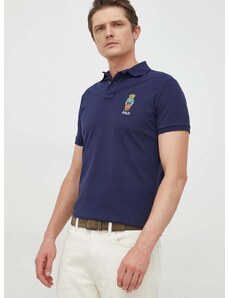 Bavlnené polo tričko Polo Ralph Lauren tmavomodrá farba,s nášivkou,710853312