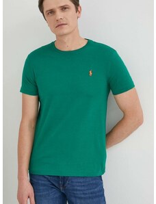 Bavlnené tričko Polo Ralph Lauren pánsky,zelená farba,jednofarebný,710671438