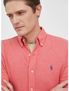 Bavlnená košeľa Polo Ralph Lauren pánska,červená farba,regular,s golierom button-down,710654408