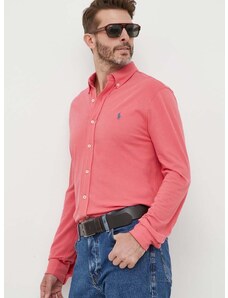 Bavlnená košeľa Polo Ralph Lauren pánska,červená farba,regular,s golierom button-down,710654408