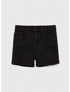 Detské rifľové krátke nohavice Guess čierna farba, jednofarebné,