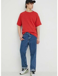 Bavlnené tričko Levi's červená farba, jednofarebné