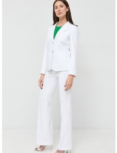 Nohavice MICHAEL Michael Kors dámske, biela farba, rovné, stredne vysoký pás