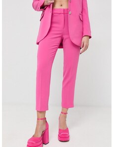 Nohavice MICHAEL Michael Kors dámske, ružová farba, široké, stredne vysoký pás