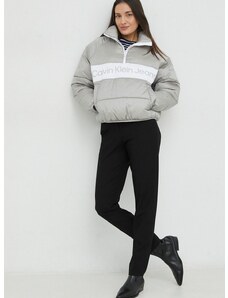 Bunda Calvin Klein Jeans dámska, šedá farba, zimná, oversize